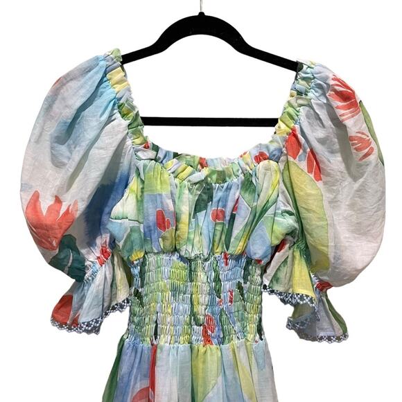 Charo Ruiz Giulia Short Dress Barbary Print Blue Multicolored Size Medium - Picture 6 of 9